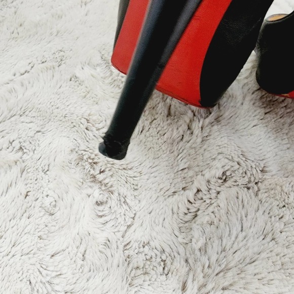 Christian Louboutin Black and Red Peep Toe Heels - Picture 9 of 13